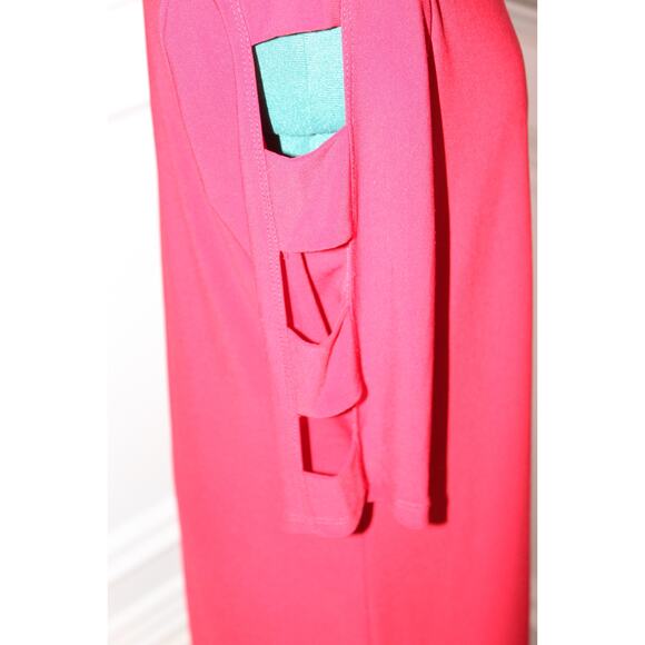 Clara Sunwoo Red Ladder Cutout Sleeve Knit Shift Dress Women’s Size M - Picture 3 of 4